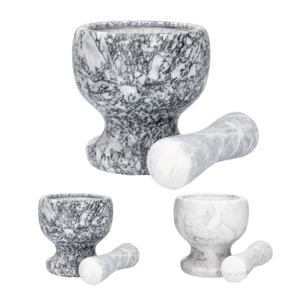 Set mojar cu pistil, marmura, gri-alb, 12,5x12,5 cm, JollyMag, WUI9816