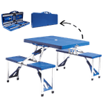 Casa si Gradina - Gradina si terasa - Mobilier exterior - Seturi mobila gradina - Set mobilier, masa pliabila albastra si 2 bancute pliabile, pentru gradina, camping sau pescuit, tip valiza, JollyMag, OXE2712 - Infinity.ro