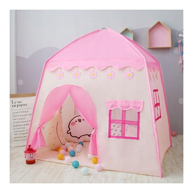 Jucarii, Copii si Bebe - Jucarii si jocuri - Jucarii de exterior - Casute si corturi copii - Cort de joaca pentru copii, model roz pentru fetite, 130x130x100 cm,  JollyMag, BAL11 - Infinity.ro