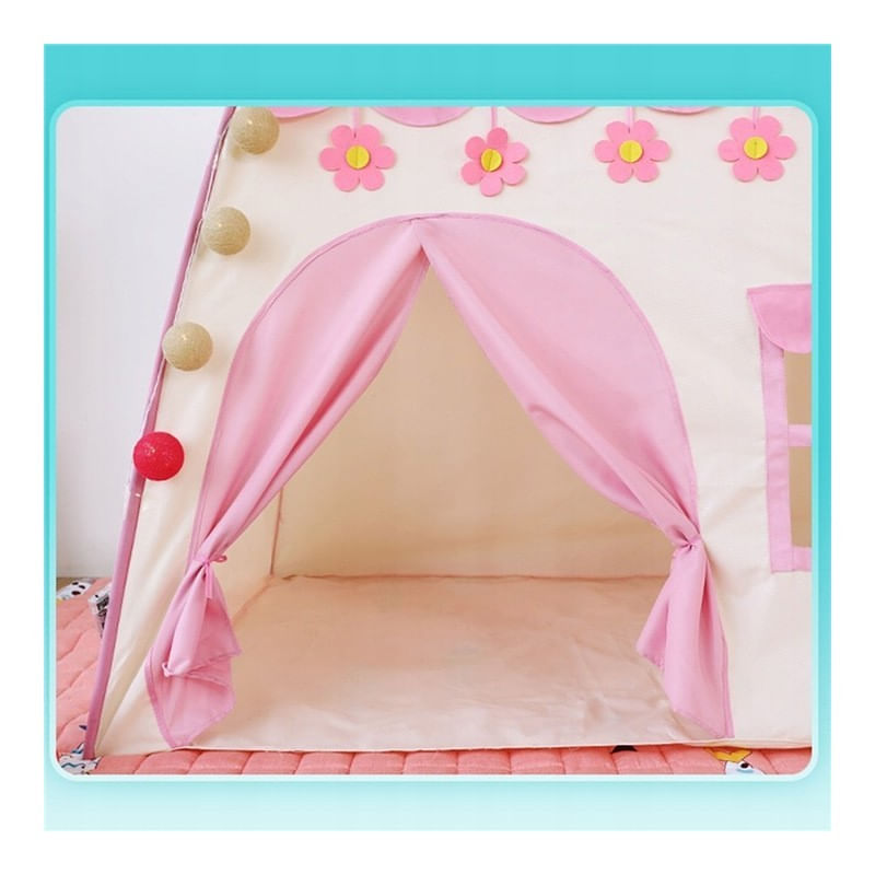 Jucarii, Copii si Bebe - Jucarii si jocuri - Jucarii de exterior - Casute si corturi copii - Cort de joaca pentru copii, model roz pentru fetite, 130x130x100 cm,  JollyMag, BAL11 - Infinity.ro