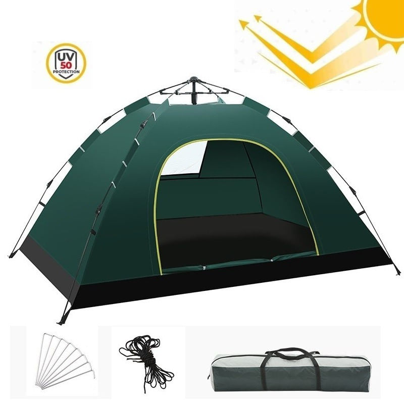 Sport si Outdoor - Camping - Corturi camping - Cort verde cu sistem pliabil pentru 2-3 persoane, de camping sau plaja, impermeabil, 200x140x115cm, JollyMag, BAL12ZIE - Infinity.ro