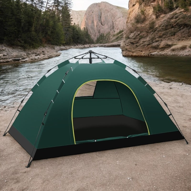 Sport si Outdoor - Camping - Corturi camping - Cort verde cu sistem pliabil pentru 2-3 persoane, de camping sau plaja, impermeabil, 200x140x115cm, JollyMag, BAL12ZIE - Infinity.ro