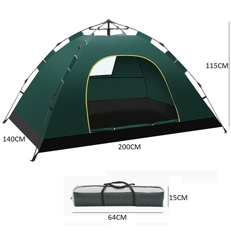 Sport si Outdoor - Camping - Corturi camping - Cort verde cu sistem pliabil pentru 2-3 persoane, de camping sau plaja, impermeabil, 200x140x115cm, JollyMag, BAL12ZIE - Infinity.ro