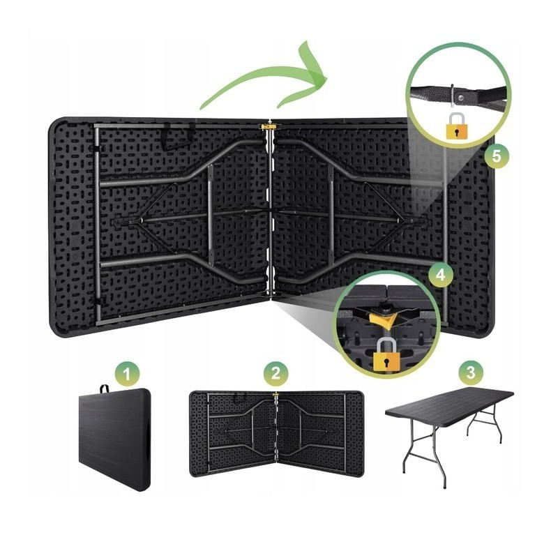 Sport si Outdoor - Camping - Mobilier pentru camping - Mese camping - Masa pliabila maro, pentru gradina, camping sau pescuit, tip valiza, JollyMag, SC02BR, 70x180 cm - Infinity.ro