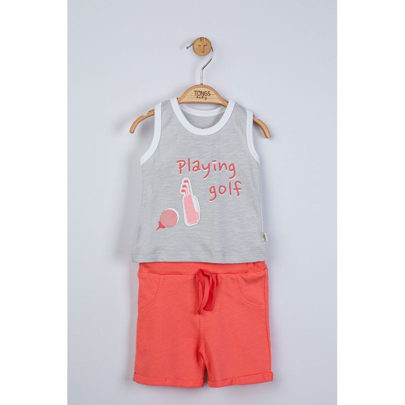 Fashion, accesorii si bijuterii - Copii - Imbracaminte copii - Treninguri si compleuri copii - Compleu 2 piese playing golf pentru baietei, tongs baby (culoare: gri, marime: 24-36 luni) - Infinity.ro