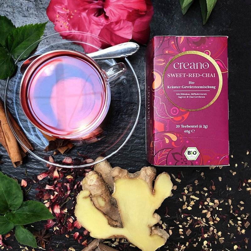 Market - Cafea si ceaiuri - Ceaiuri - Ceai Bio Creano Chai Rosu Dulce, 20 plicuri, hibiscus si condimente, gust fructat-picant - Infinity.ro