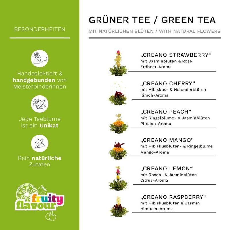 Market - Cafea si ceaiuri - Ceaiuri - Set cadou ceai infloritor Creano ErbluhTee, 18 bile, 6 sortimente, ceai verde, cutie magnetica - Infinity.ro