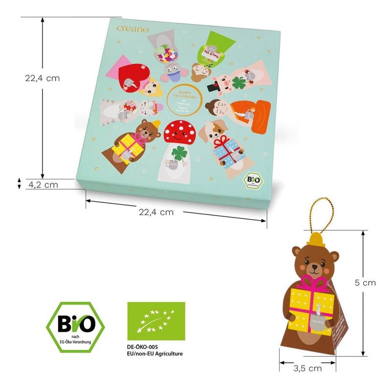 Market - Cafea si ceaiuri - Ceaiuri - Set cadou ceai de plante Creano Tea Lovers, 9 plicuri piramida in forme diferite, 22.5 g, fara cofeina - Infinity.ro