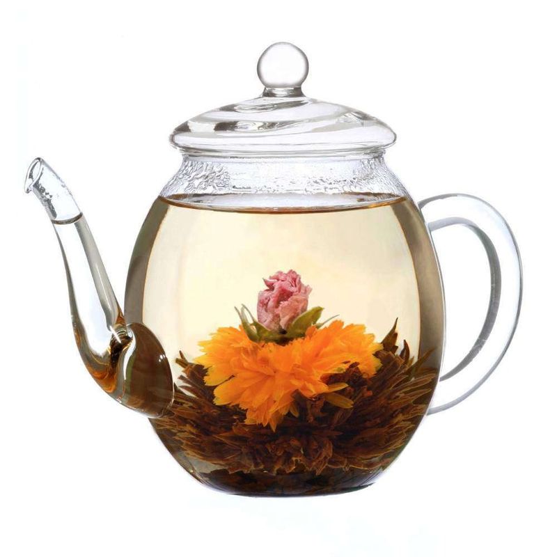 Market - Cafea si ceaiuri - Ceaiuri - Set cadou Creano ErbluhTee Mix, ceainic din sticla 500 ml si 6 bile ceai infloritor negru, 3 varietati - Infinity.ro