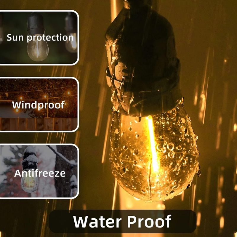 Casa si Gradina - Corpuri si surse de iluminat - Iluminat exterior - Instalatii luminoase exterior - Ghirlanda luminoasa cu incarcare la priza, Lungime 30 metri 30 Becuri LED, Lumina calda - Infinity.ro