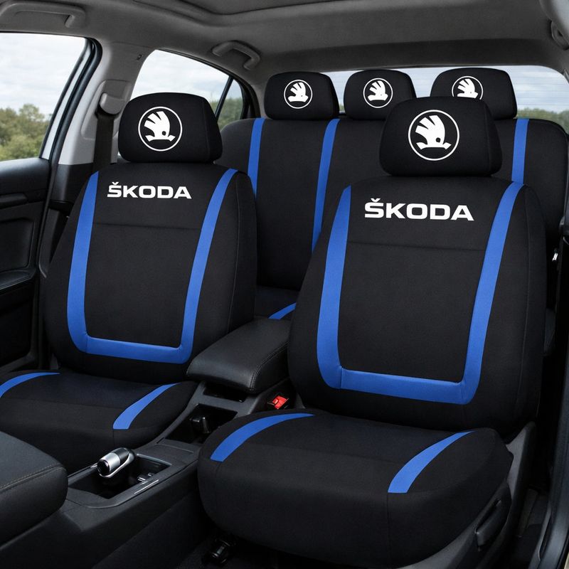 Auto si Moto - Intretinere auto - Huse auto - Set Huse Scaune Universale Compatibile cu Skoda Nou – Negru/Albastru - Infinity.ro