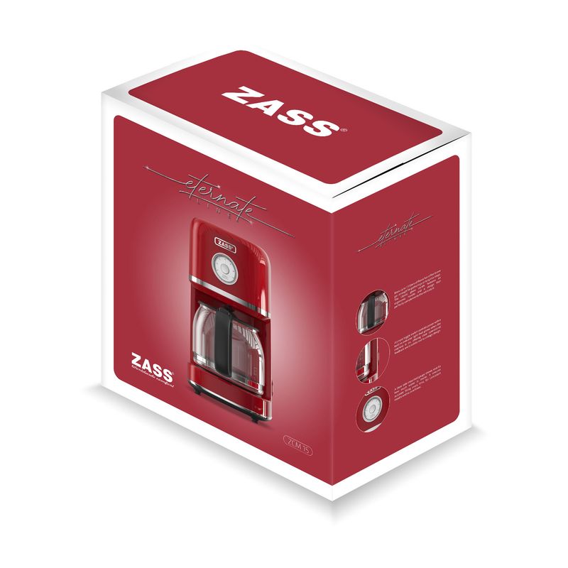 Electronice si Electrocasnice - Electrocasnice bucatarie - Preparare bauturi - Cafetiere - Cafetiera cu filtru ZASS ZCM 15 Scarlet Sage – 800W, 1, 5 L, 12 cesti, anti-picurare & mentinere la cald - Infinity.ro