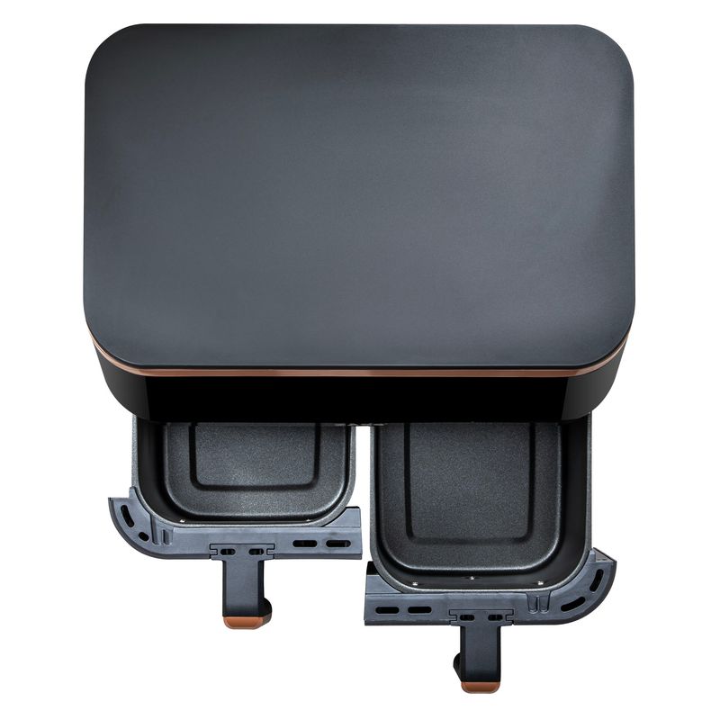 Electronice si Electrocasnice - Electrocasnice bucatarie - Aparate de gatit & desert - Friteuze - Imagine produs Friteuza dubla cu aer cald ZASS ZAF 21, Airfryer cu 2 cosuri, putere 3100 W,Negru - Infinity.ro