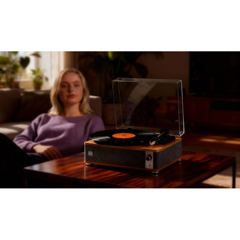TV, Audio-Video si Foto - Audio Hi-Fi - Pick-Up - Pick-up cu ac safir si difuzor bluetooth Electromures EM 1021, Bamboo Edition, Culoare Dark Grey - Infinity.ro