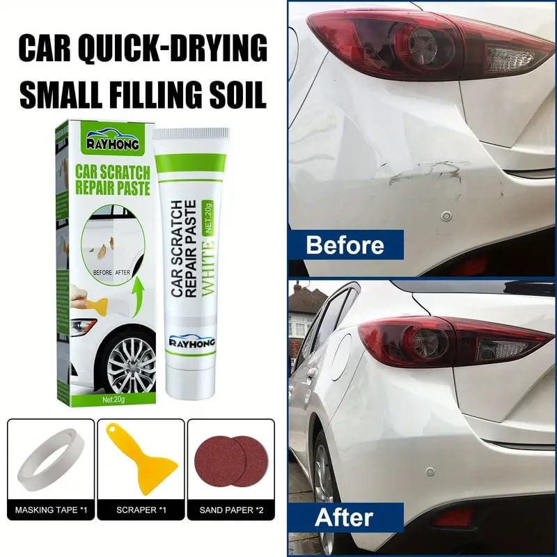 Auto si Moto - Intretinere auto - Produse curatare auto - Kit De Reparare Zgarieturi Auto, Pasta Polish Din Fibra De Sticla Cu Uscare Rapida, 20 ML, Alba - Infinity.ro