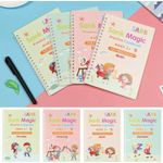 Carti si Birotica - Carti - Carti pentru copii - Activitati extracurriculare - Set 4 x Caiete Sank™ Magic Practice Copybook, 1 x Stilou Magic, 5 x Rezerve, 1 x Suport degete - Infinity.ro