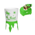 Casa si Gradina - Bucatarie si vesela - Organizare si depozitare bucatarie - Suporturi tacamuri si vase - Suport Pahar Plaja cu Baza pentru Nisip si Deschizator Capace Sticla, 15cm, Verde - Infinity.ro