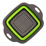 Casa si Gradina - Bucatarie si vesela - Ustensile bucatarie - Site bucatarie, strecuratori si accesorii - Strecuratoare profesionala pliabila din silicon, spalat fructe, curatat legume, 24 x 18.3 cm, Verde/Gri - Infinity.ro