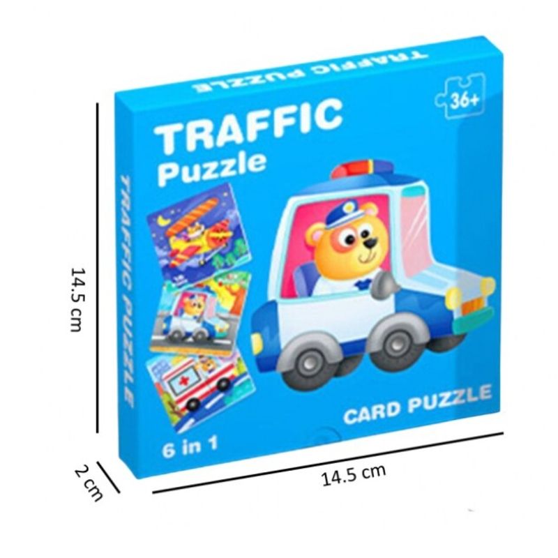Jucarii, Copii si Bebe - Jucarii si jocuri - Jocuri si puzzle - Puzzle - Puzzle 6 in 1, 24 piese mari, Vehicule, Traffic, 3 ani + - Infinity.ro
