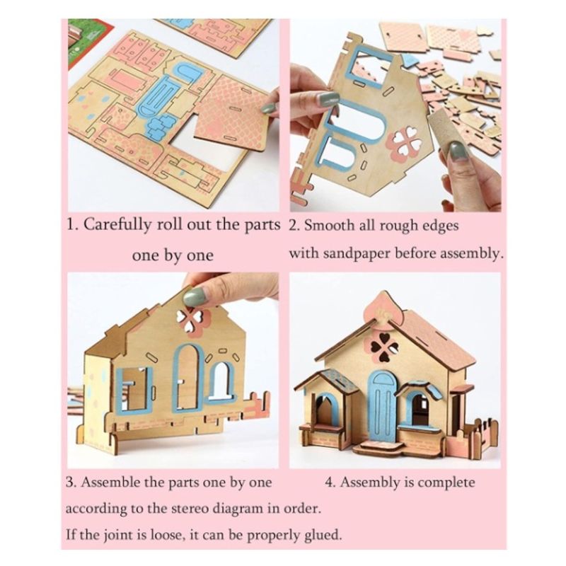 Jucarii, Copii si Bebe - Jucarii si jocuri - Jocuri si puzzle - Puzzle - Set de Construit din Lemn, Macheta 3D, Copii si Adulti, 33 piese, Chocolate House, 8+ ani - Infinity.ro