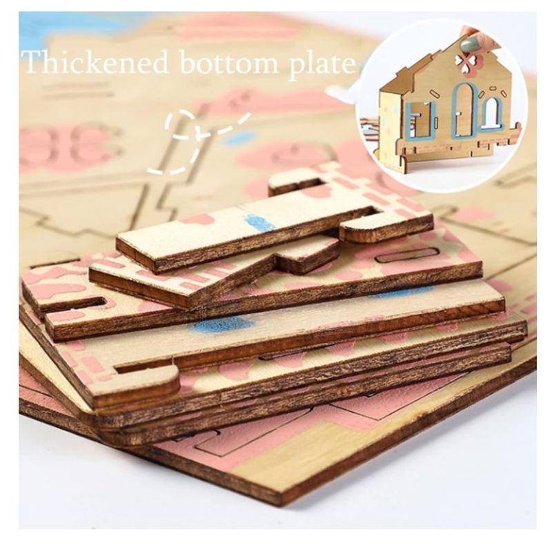 Jucarii, Copii si Bebe - Jucarii si jocuri - Jocuri si puzzle - Puzzle - Set de Construit din Lemn, Macheta 3D, Copii si Adulti, 33 piese, Chocolate House, 8+ ani - Infinity.ro