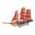 Jucarii, Copii si Bebe - Jucarii si jocuri - Jocuri si puzzle - Puzzle - Set de Construit din Lemn, Macheta 3D, Copii si Adulti, 77 piese, Vas cu Vele Rosii, 8+ ani - Infinity.ro