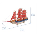 Jucarii, Copii si Bebe - Jucarii si jocuri - Jocuri si puzzle - Puzzle - Set de Construit din Lemn, Macheta 3D, Copii si Adulti, 77 piese, Vas cu Vele Rosii, 8+ ani - Infinity.ro