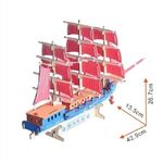 Jucarii, Copii si Bebe - Jucarii si jocuri - Jocuri si puzzle - Puzzle - Set de Construit din Lemn, Macheta 3D, Copii si Adulti, 77 piese, Vas cu Vele Rosii, 8+ ani - Infinity.ro