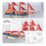Jucarii, Copii si Bebe - Jucarii si jocuri - Jocuri si puzzle - Puzzle - Set de Construit din Lemn, Macheta 3D, Copii si Adulti, 77 piese, Vas cu Vele Rosii, 8+ ani - Infinity.ro