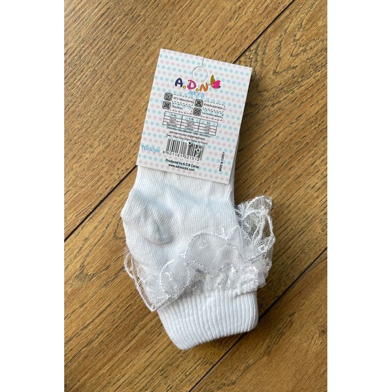 Fashion, accesorii si bijuterii - Copii - Lenjerie si pijamale copii - Sosete si dresuri copii - Sosete cu dantela, Alb, 1 an, 19-22 - Infinity.ro