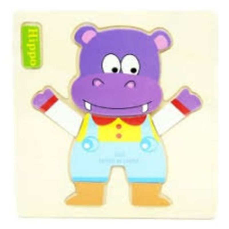 Jucarii, Copii si Bebe - Jucarii si jocuri - Jocuri si puzzle - Puzzle - Set 5 Puzzle-uri din lemn, Placa Incastru, Hipopotam, Vapor, Strugure, Libelula, Catel Engleza, 34 piese - Infinity.ro