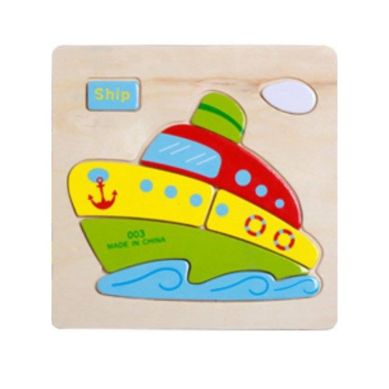 Jucarii, Copii si Bebe - Jucarii si jocuri - Jocuri si puzzle - Puzzle - Set 5 Puzzle-uri din lemn, Placa Incastru, Hipopotam, Vapor, Strugure, Libelula, Catel Engleza, 34 piese - Infinity.ro