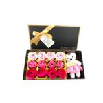 Market - Cadouri - Flori si aranjamente - Cutie cu Trandafiri din Sapun si Ursulet, Cutie 22.5 x11.5 x 5 cm, Rosu, Love Box - Infinity.ro