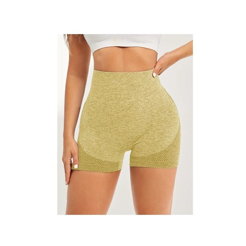 Sport si Outdoor - Echipament Sportiv - Imbracaminte sport - Colanti sport - Pantaloni Scurti pentru Yoga, cu talie inalta, foarte elastici, pentru Fitness, Alergare, Galben, One Size - Infinity.ro