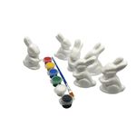 Jucarii, Copii si Bebe - Jucarii si jocuri - Jucarii & jocuri educative - Seturi pictura si desen - Set de Paste din Polistiren pentru Pictat cu Acuarele si Pensula, 6 Iepurasi - Infinity.ro