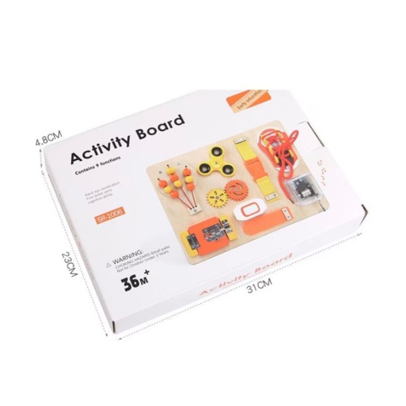 Jucarii, Copii si Bebe - Jucarii si jocuri - Jucarii bebelusi - Centre de activitati - Tabla Senzoriala Busy Board tip Montessori, educativa, 9 Activitati de Motricitate fina si grosiera bebelusi si copii - Infinity.ro