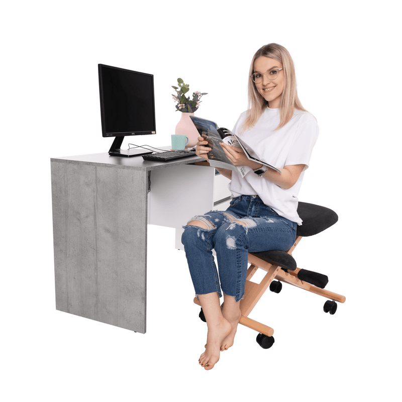 Casa si Gradina - Mobilier - Scaune si fotolii - Scaune - Scaun genunchi ergonomic, negru / fag, GROCO - Infinity.ro