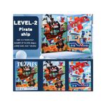 Jucarii, Copii si Bebe - Jucarii si jocuri - Jocuri si puzzle - Puzzle - Set Puzzle-uri Magnetice din Lemn tip Carte, 2 in 1, 36 si 48 piese, Nivel 2, Corabia Piratilor, Montessori - Infinity.ro