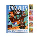 Jucarii, Copii si Bebe - Jucarii si jocuri - Jocuri si puzzle - Puzzle - Set Puzzle-uri Magnetice din Lemn tip Carte, 2 in 1, 36 si 48 piese, Nivel 2, Corabia Piratilor, Montessori - Infinity.ro