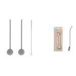 Casa si Gradina - Bucatarie si vesela - Accesorii bar - Paie si decoratiuni cocktail - Set Pai de Inox cu Varf din Silicon, Perie, Argintiu, 22 x 185 mm, 2 Buc - Infinity.ro