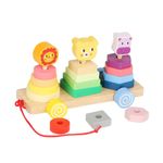 Jucarii, Copii si Bebe - Jucarii si jocuri - Jucarii & jocuri educative - Jocuri si jucarii educative - Trenuletul animalelor vesele, 18 piese din lemn, 3 ani+ - Infinity.ro