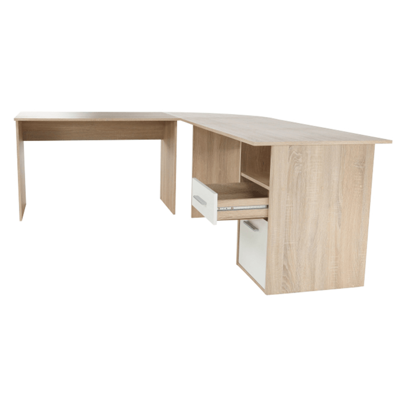 Casa si Gradina - Mobilier - Mese si birouri - Birouri - Masa PC de colt, stejar sonoma/alba, MAURUS NEW MA11 - Infinity.ro