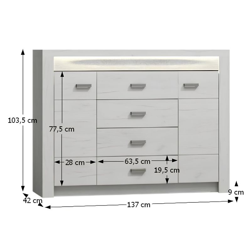 Casa si Gradina - Mobilier - Comode si corpuri - Comode - Comoda, frasin alb, INFINITY 07 - Infinity.ro