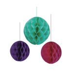 Casa si Gradina - Decoratiuni - Decoratiuni de sezon - Sfere Decorative Suspendabile de Petrecere, Multicolor, diametru 15-20-30cm, 3 buc - Infinity.ro