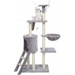 Petshop - Accesorii petshop - Jucarii animale - Ansambluri de joaca - Ansamblu de Joaca pentru Pisici cu Casuta, Hamac si Jucarii – Gri, 145 cm - Infinity.ro