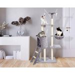 Petshop - Accesorii petshop - Jucarii animale - Ansambluri de joaca - Ansamblu de Joaca pentru Pisici cu Casuta, Hamac si Jucarii – Gri, 145 cm - Infinity.ro