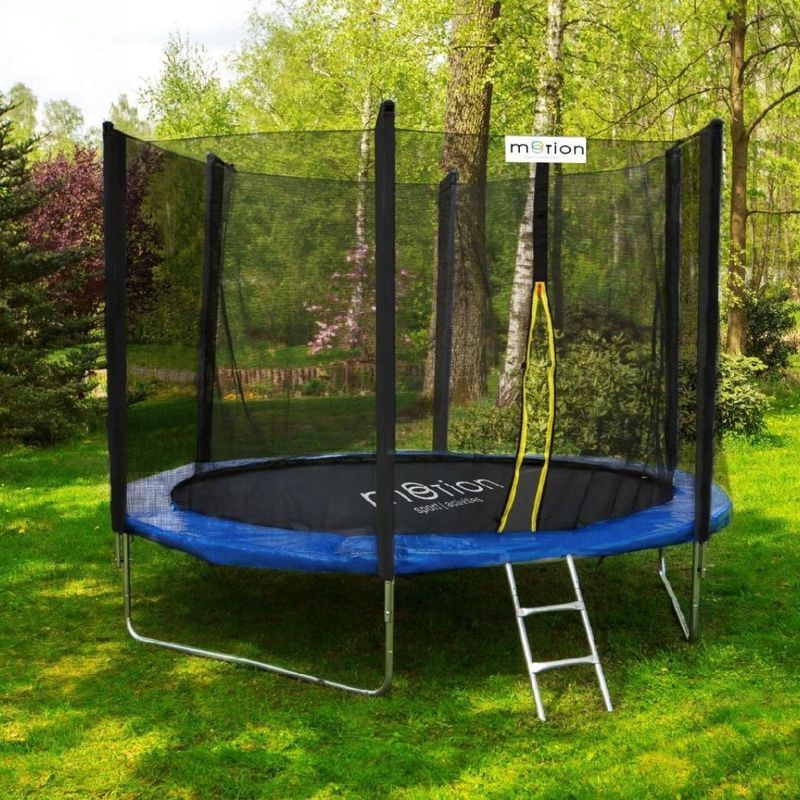 Sport si Outdoor - Fitness - Greutati si echipament - Trambuline - Trambulina de gradina Jumi, MOTION, 240 cm, cu plasa de protectie si scara, culoare albastru - Infinity.ro