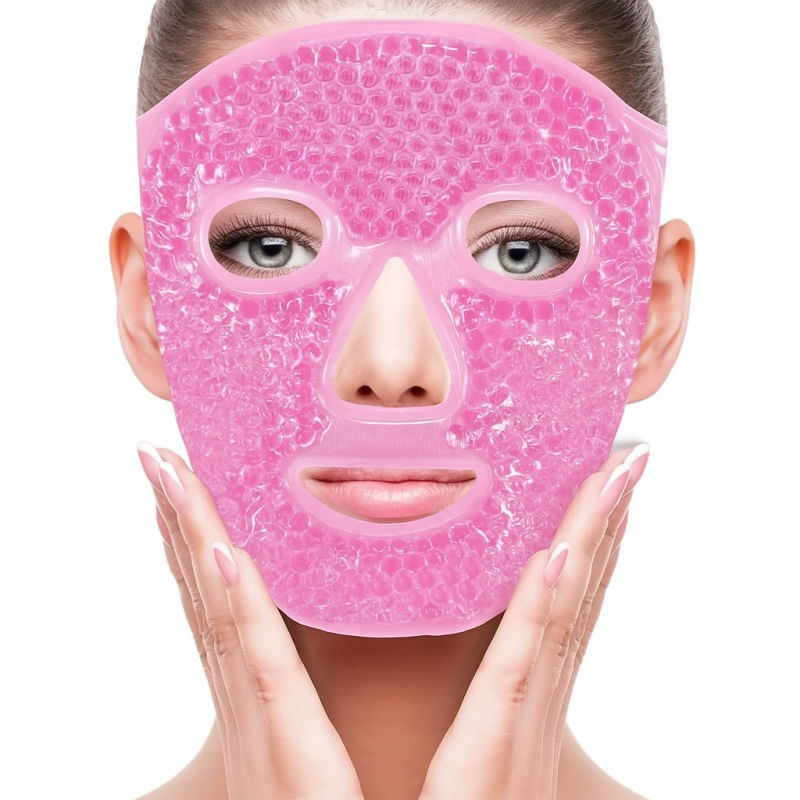 Ingrijire personala si Cosmetice - Ingrijire personala - Ingrijire ten - Masti pentru ten si gomaje - Masca faciala cu gel dublu, racoritoare si incalzitoare, pentru relaxare si ingrijirea pielii, roz, eCarla, AK22R - Infinity.ro