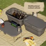 Casa si Gradina - Gradina si terasa - Gratare si accesorii - Cosuri picnic - Cos de picnic, pliabil, 3 in 1, gri, masa portabila, recipient si cutie multifunctionala, 15L, KP03SZ, eCarla - Infinity.ro
