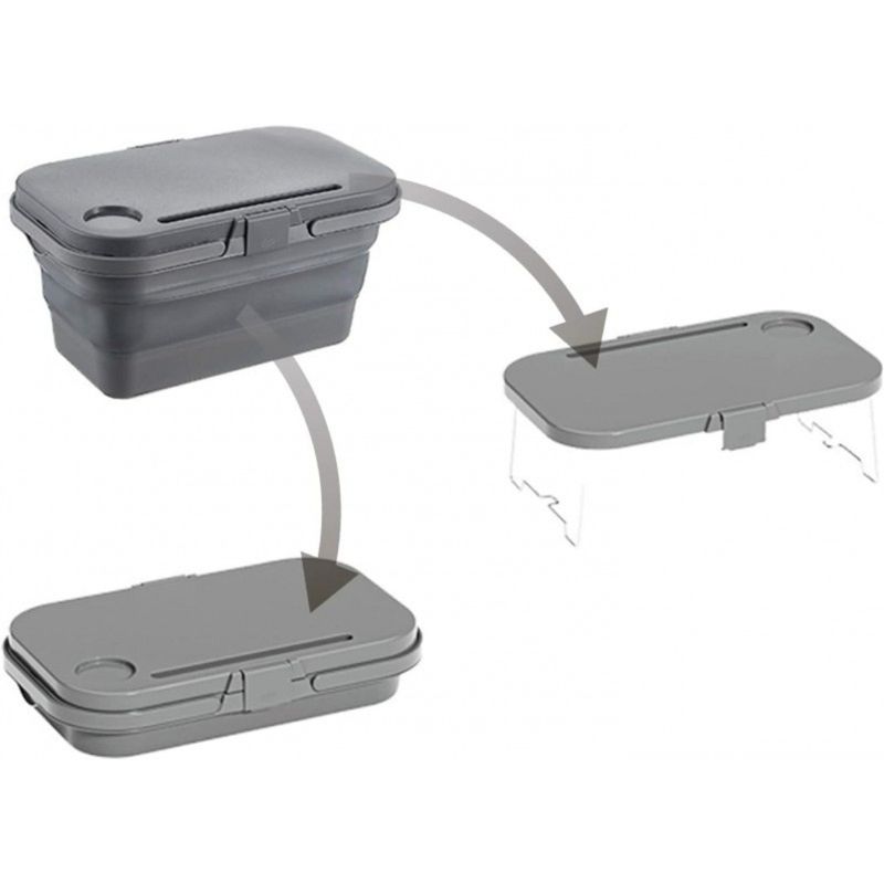 Casa si Gradina - Gradina si terasa - Gratare si accesorii - Cosuri picnic - Cos de picnic, pliabil, 3 in 1, gri, masa portabila, recipient si cutie multifunctionala, 15L, KP03SZ, eCarla - Infinity.ro